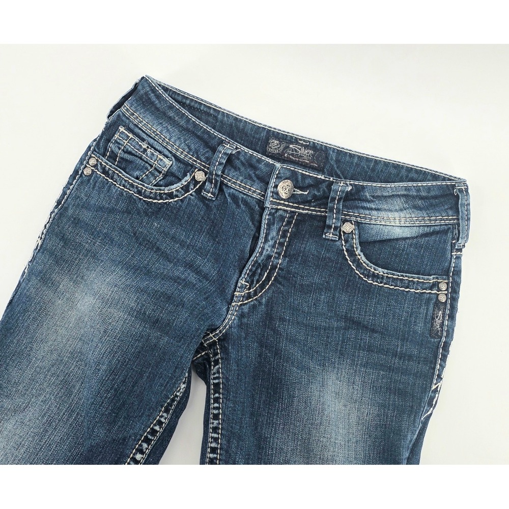 Silver Jeans Co Suki Bootcut Jeans W29 L32 Size 8 Womens Western Thick Stitch